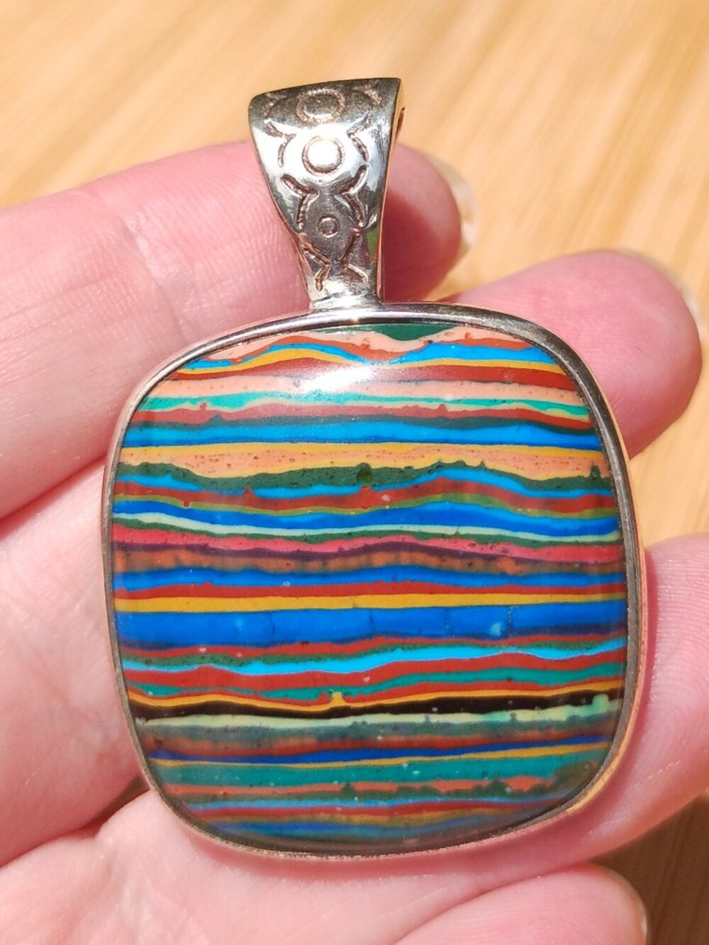 Jay King DTR mine finds rainbow calsilica magnetic pendant/enhancer 925 Sterling